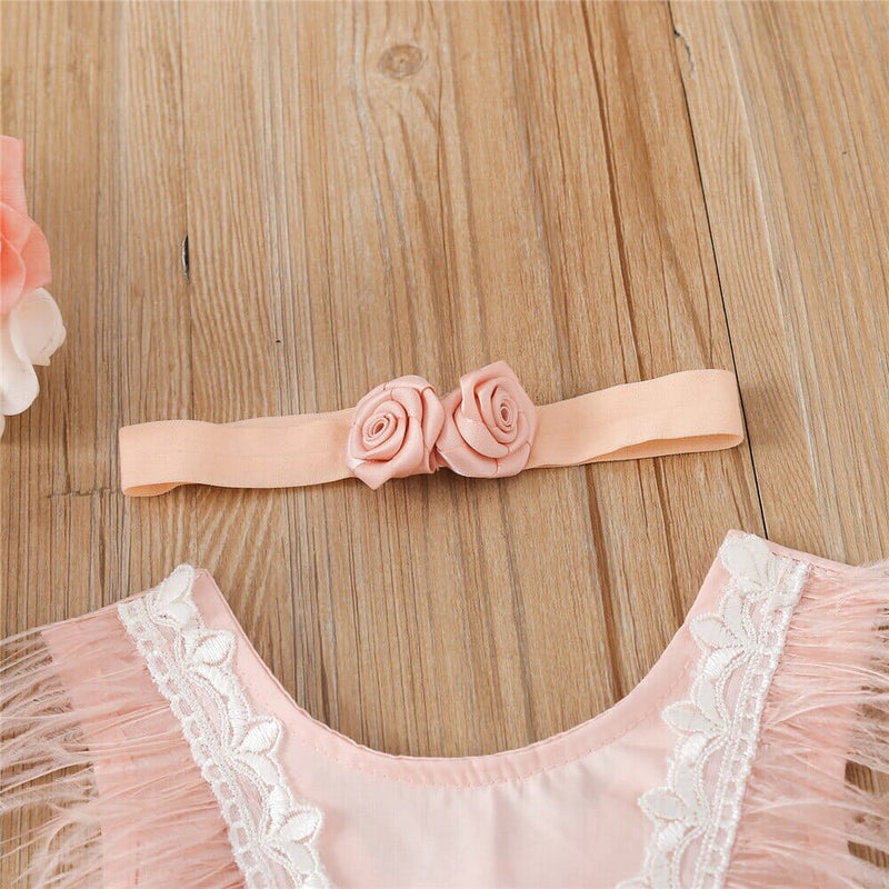 Body Infantil Feminino Rosa Penas + Faixa