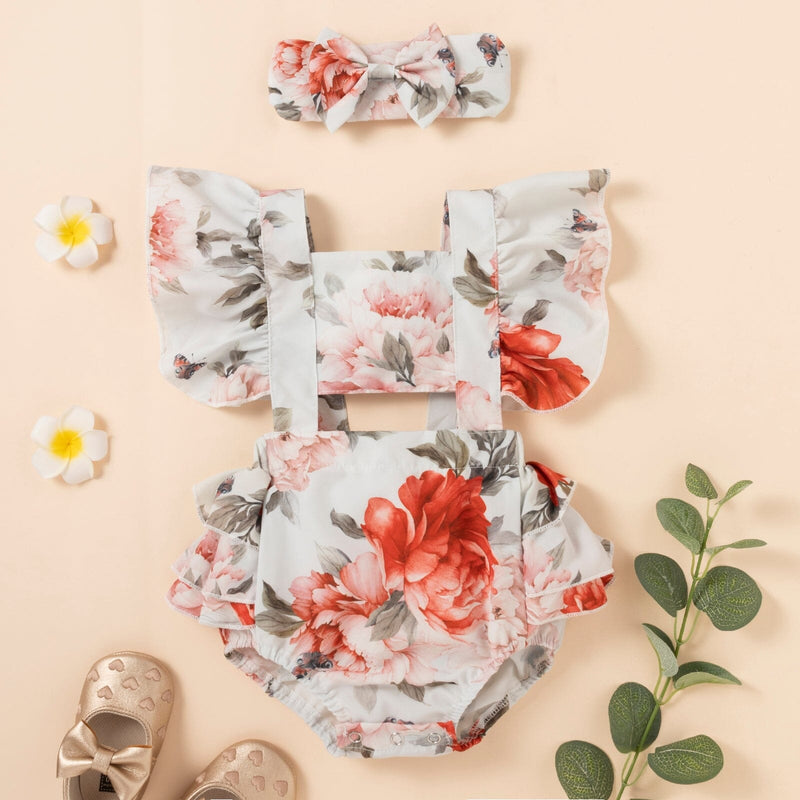 Body Infantil Feminino Rosas + Faixa