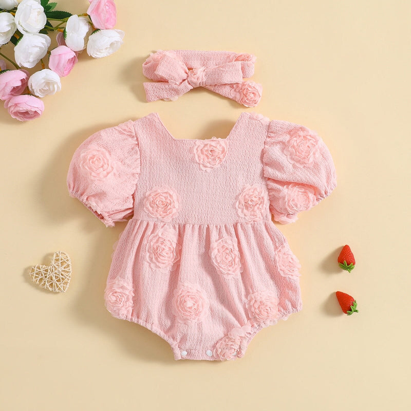 Body Infantil Feminino Rosas + Faixa