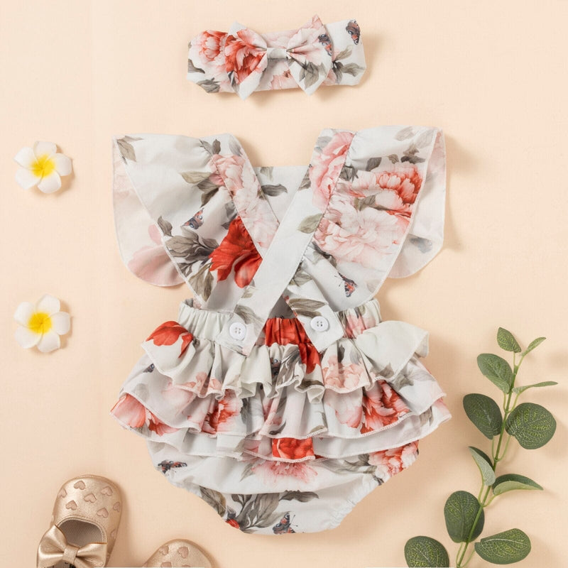 Body Infantil Feminino Rosas + Faixa