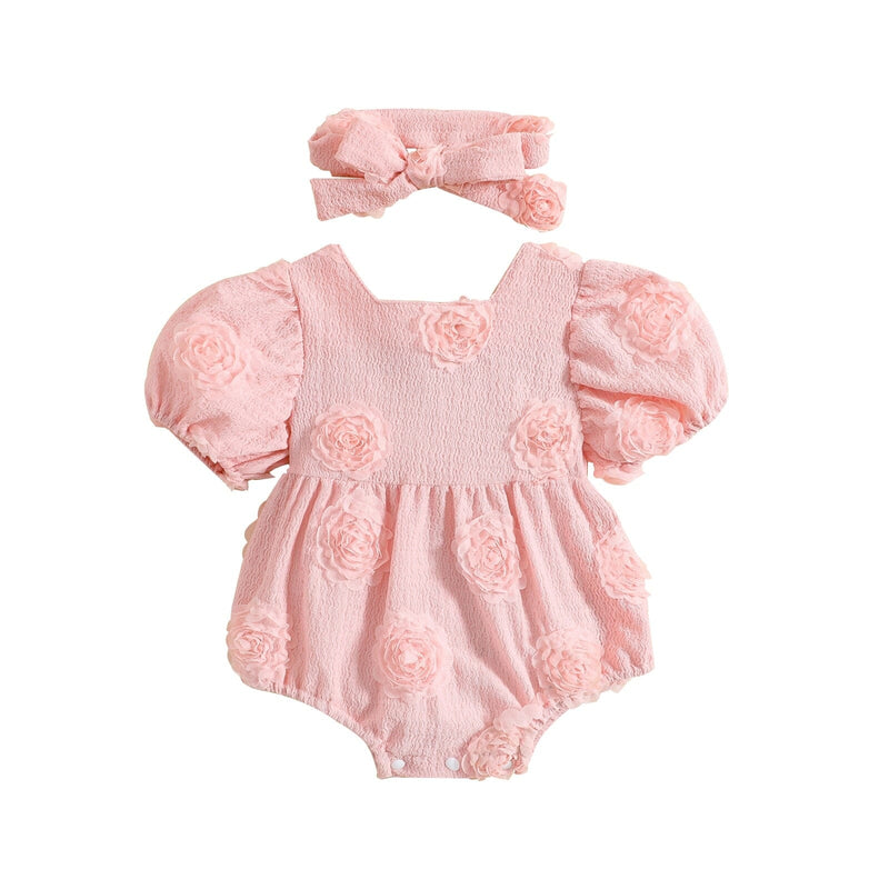 Body Infantil Feminino Rosas + Faixa