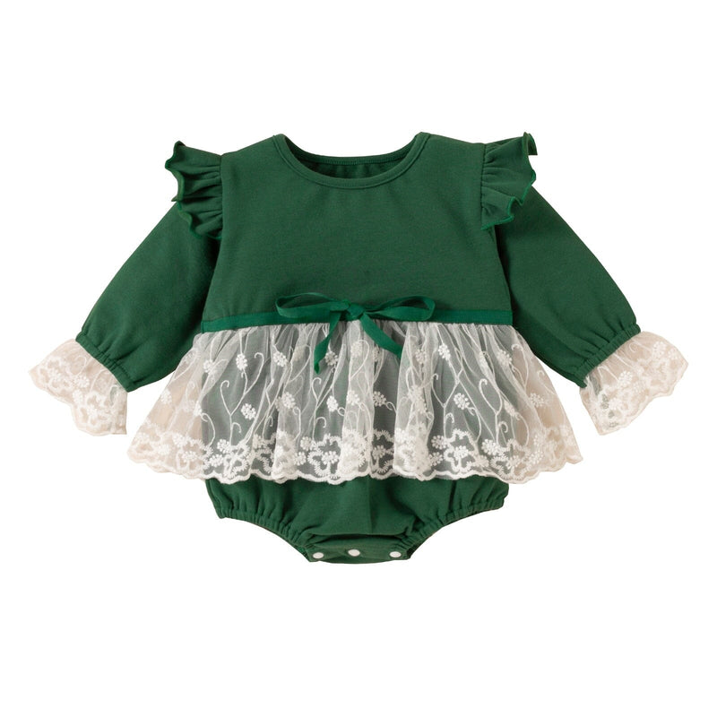 Body Infantil Feminino Verde e Rendinha