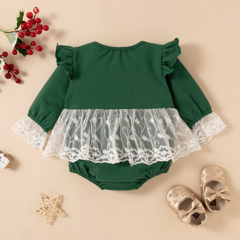 Body Infantil Feminino Verde e Rendinha