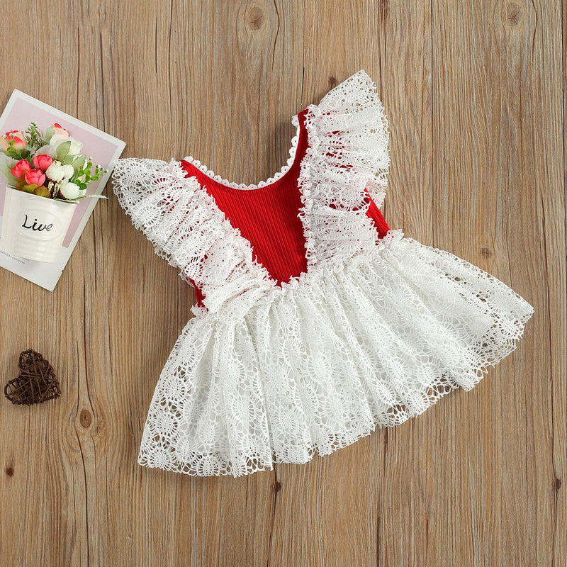 Body Infantil Feminino Vermelho e Branco