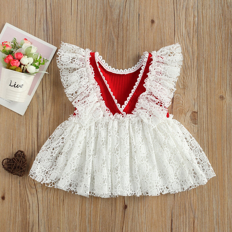 Body Infantil Feminino Vermelho e Branco