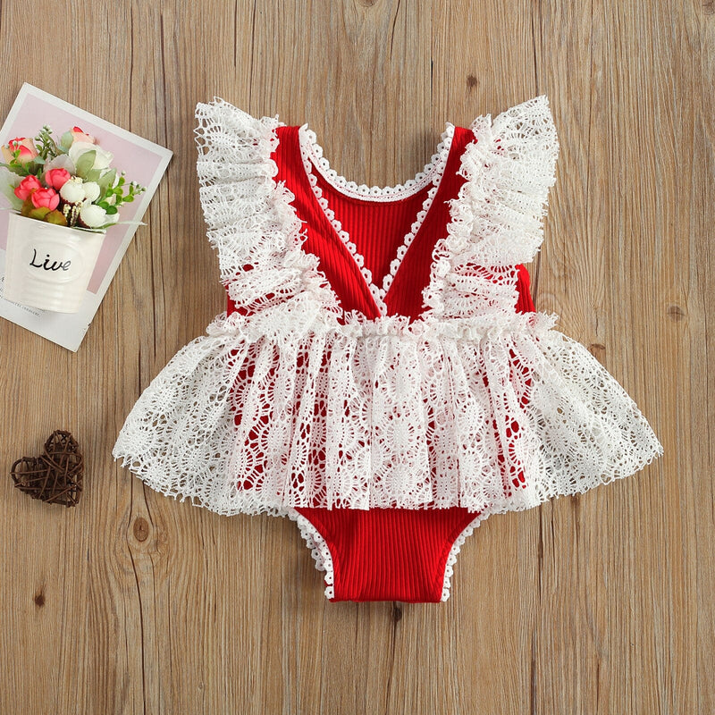 Body Infantil Feminino Vermelho e Branco