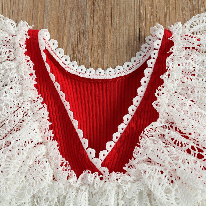 Body Infantil Feminino Vermelho e Branco