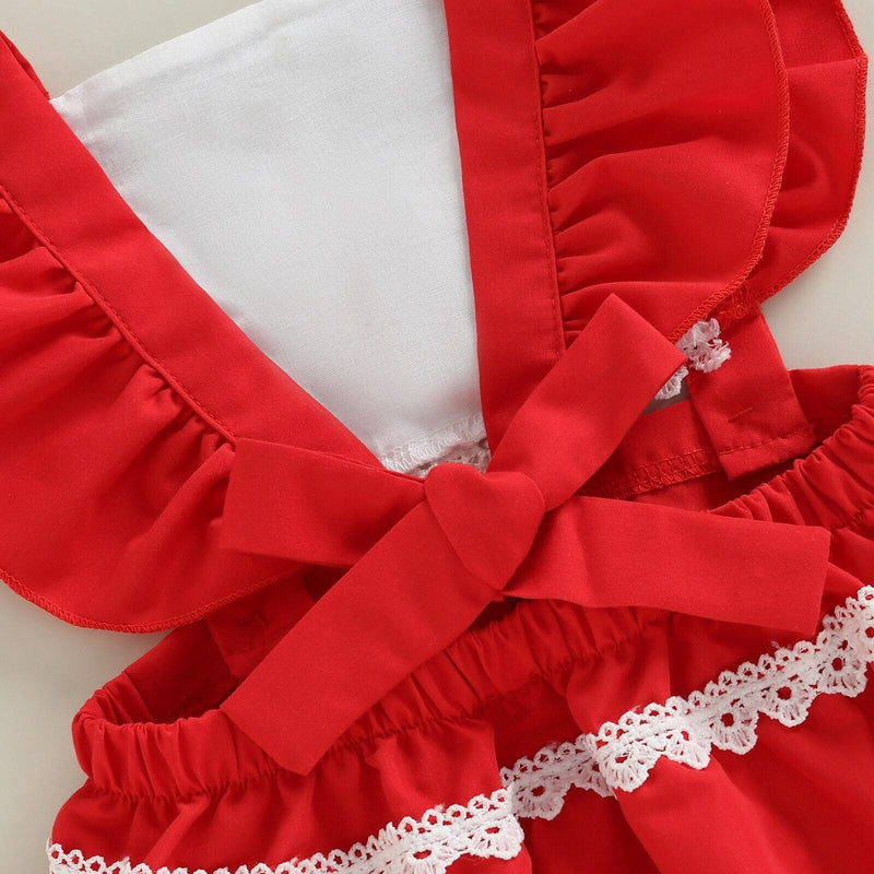 Body Infantil Feminino Vermelho + Faixa