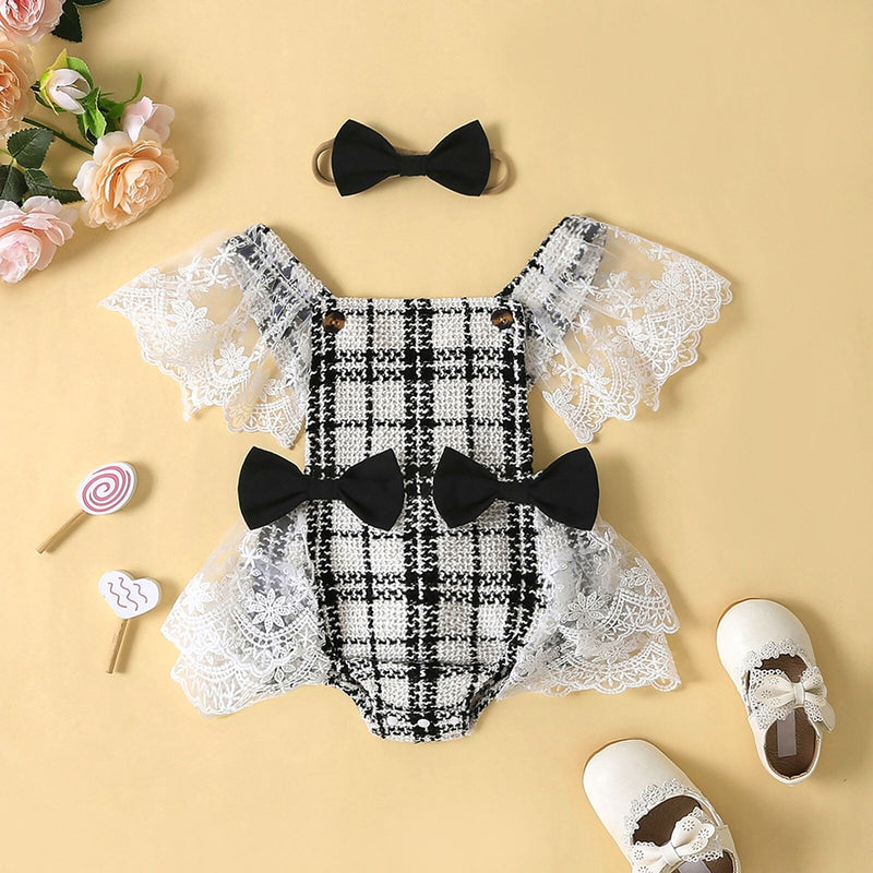 Body Infantil Feminino Xadrez + Faixa