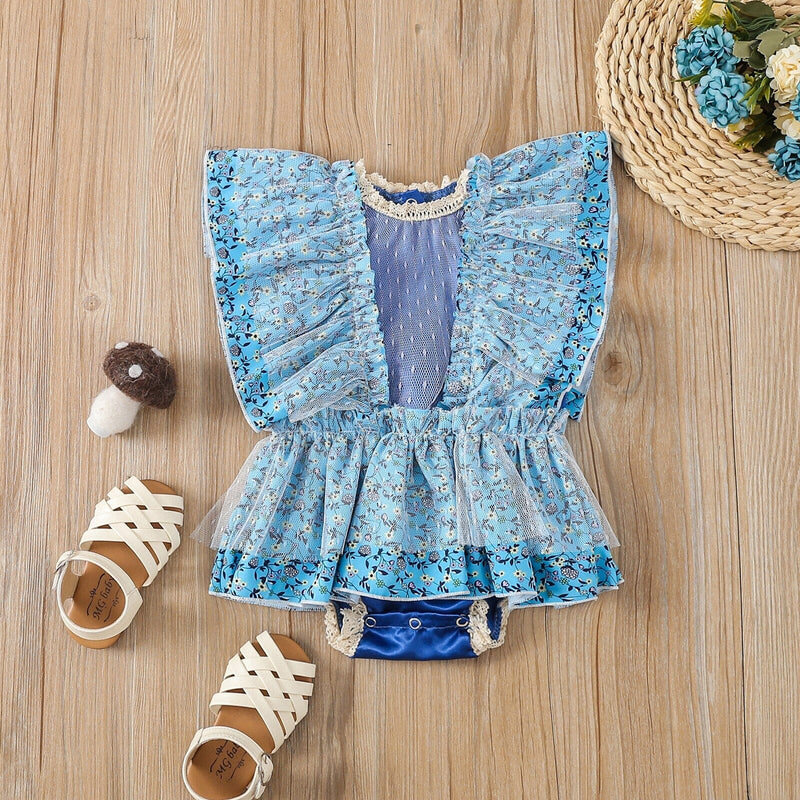 Body Infantil Floral e Tule