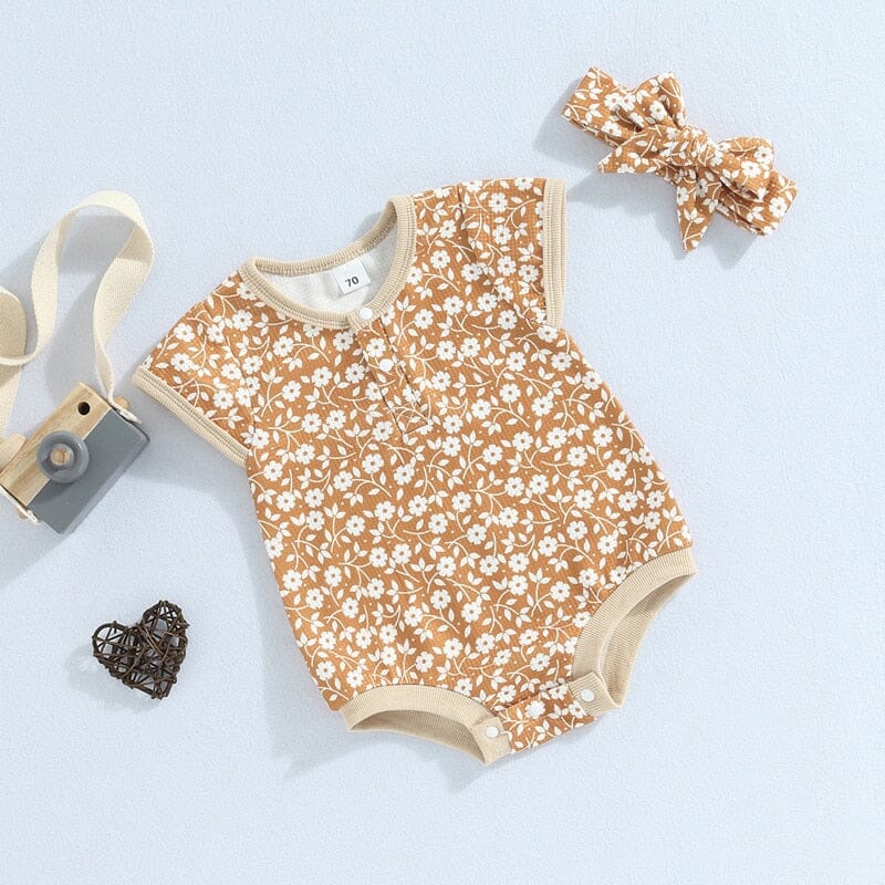 Body Infantil Floral + Faixa