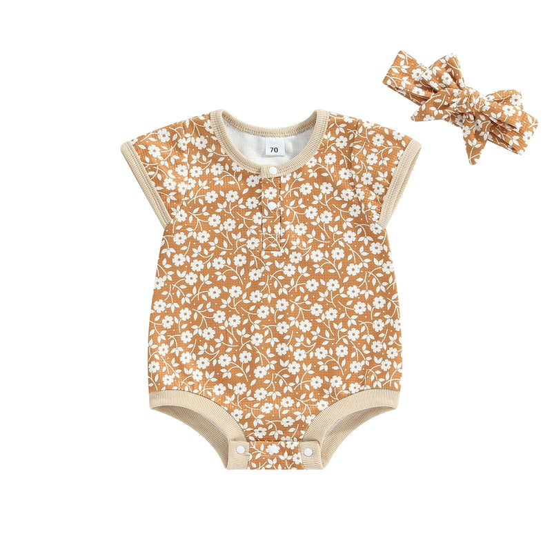 Body Infantil Floral + Faixa