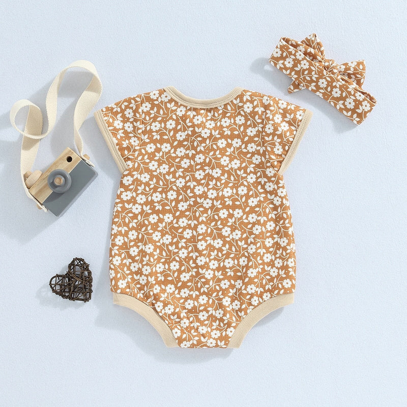 Body Infantil Floral + Faixa