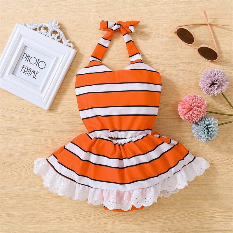 Body Infantil Vestido Laranja e Lese