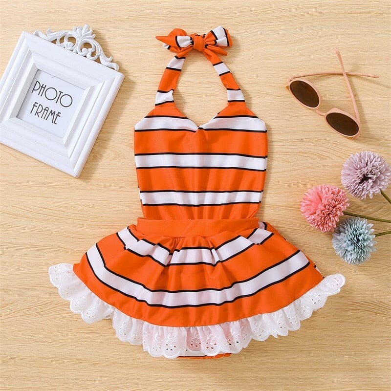 Body Infantil Vestido Laranja e Lese