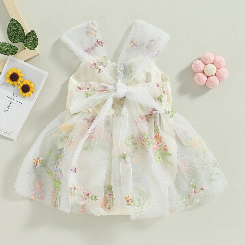 Body Vestido Infantil Bordado Flores