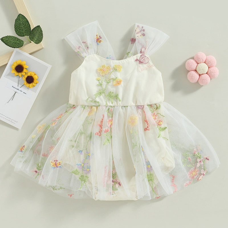 Body Vestido Infantil Bordado Flores