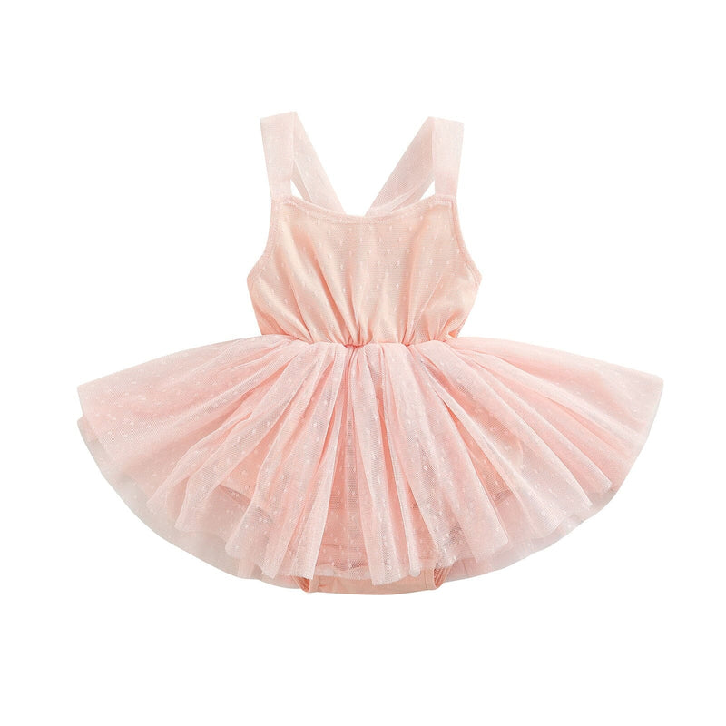 Body Vestido Infantil Rosa Tule