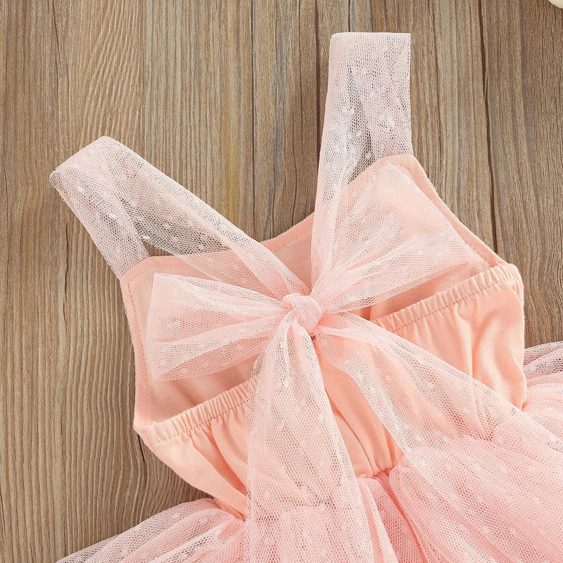 Body Vestido Infantil Rosa Tule