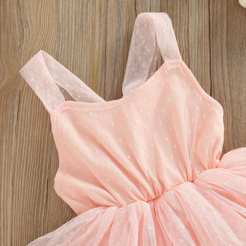 Body Vestido Infantil Rosa Tule