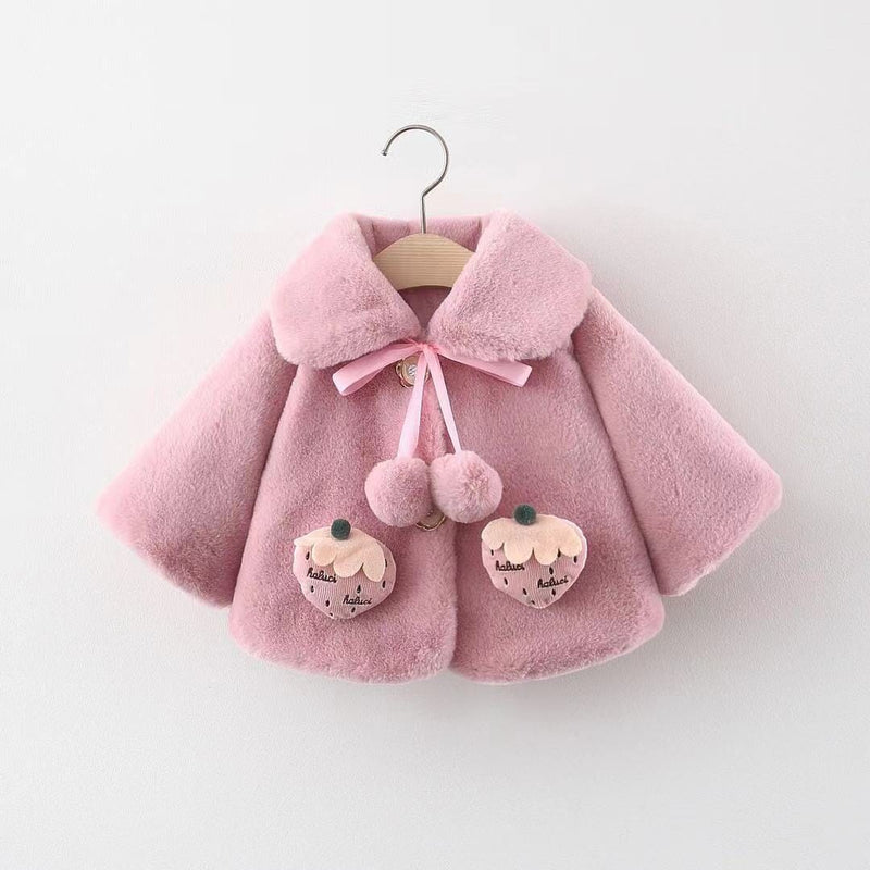 Casaco Infantil Feminino Pelúcia Pompom