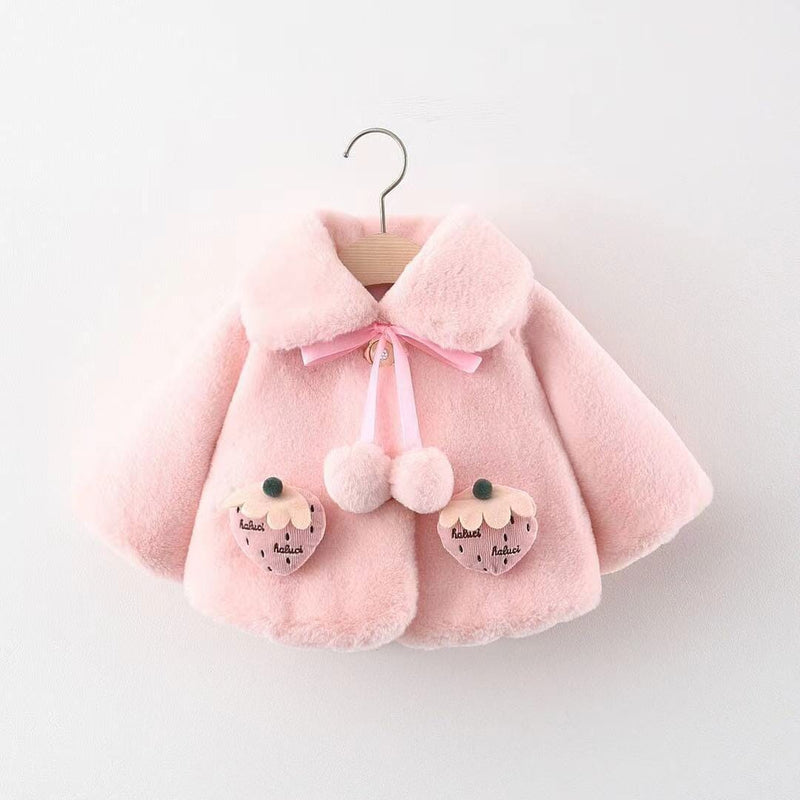 Casaco Infantil Feminino Pelúcia Pompom