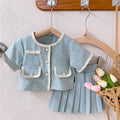 Conjunto Infantil Feminino Azul Saia Plissada