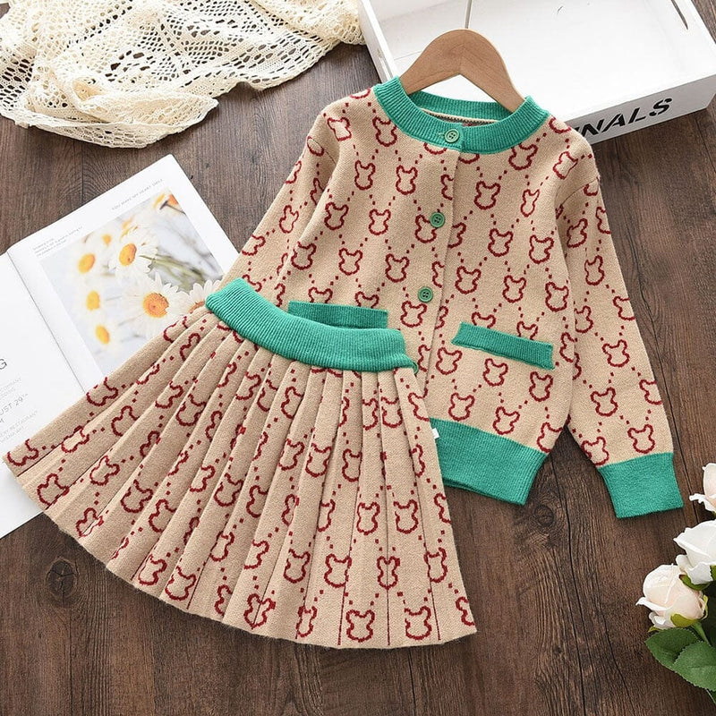 Conjunto Infantil Feminino Bolsinhos e Saia Plíssada