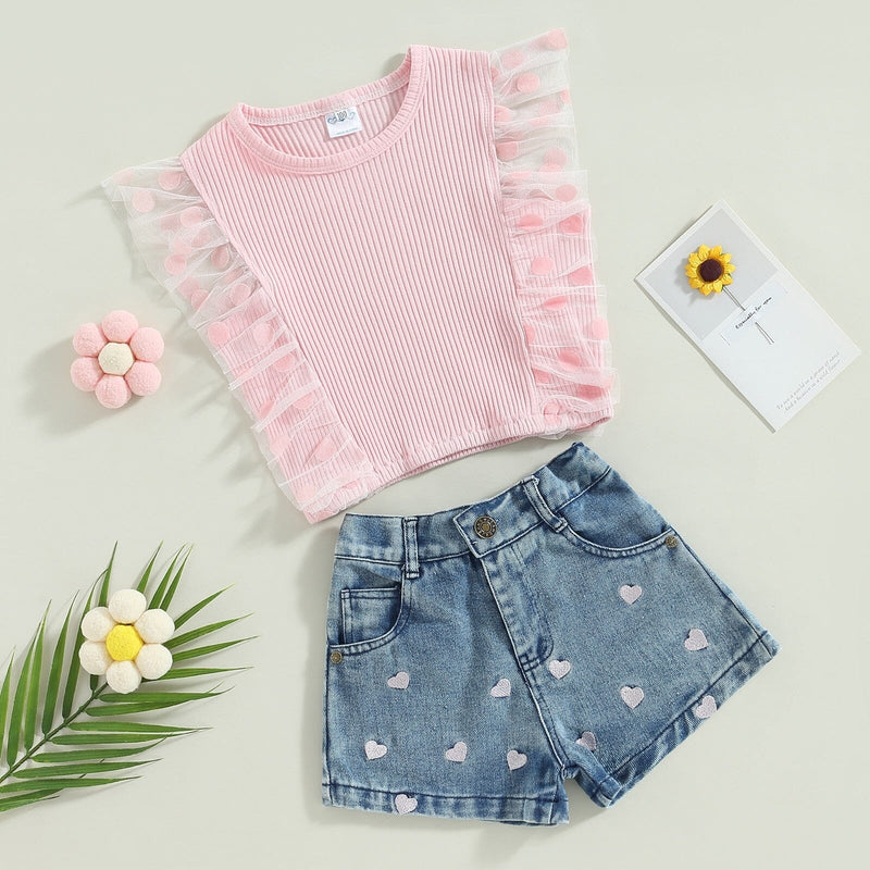 Conjunto Infantil Feminino Canelado e Jeans