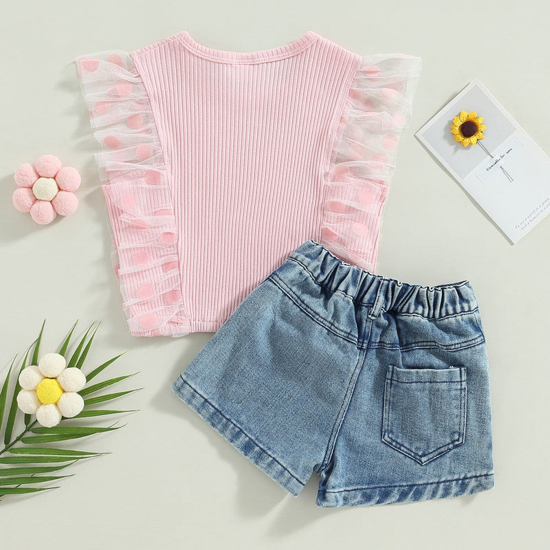 Conjunto Infantil Feminino Canelado e Jeans