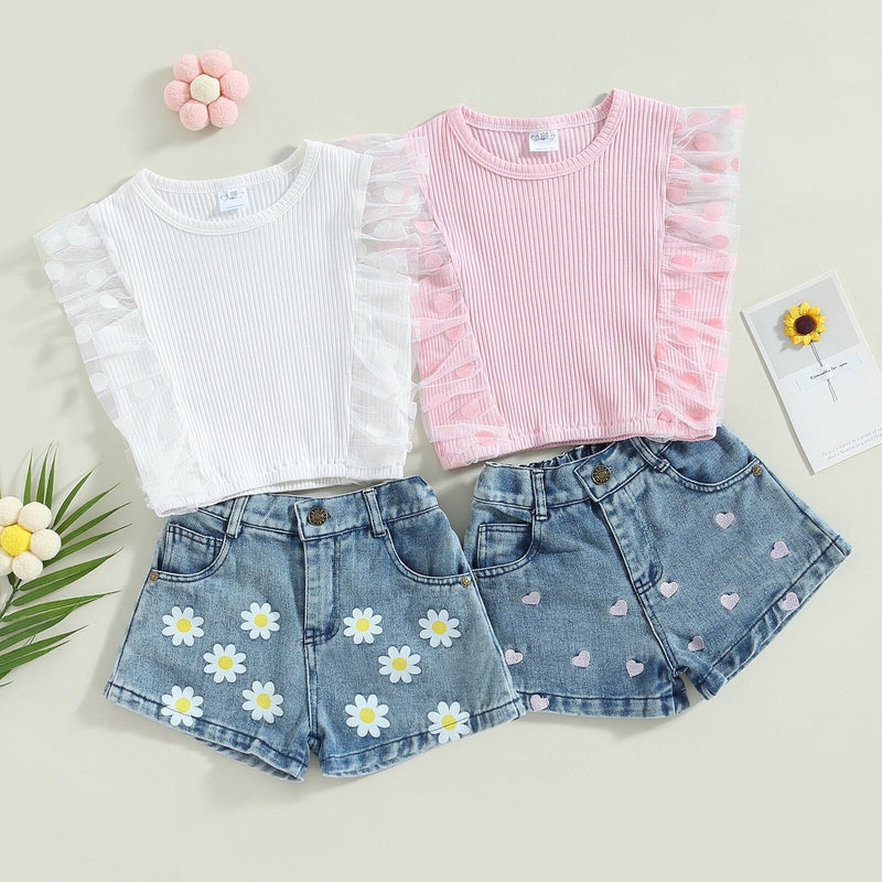 Conjunto Infantil Feminino Canelado e Jeans