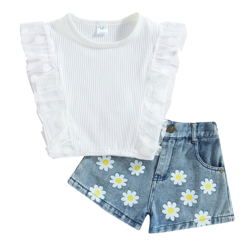 Conjunto Infantil Feminino Canelado e Jeans