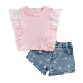 Conjunto Infantil Feminino Canelado e Jeans