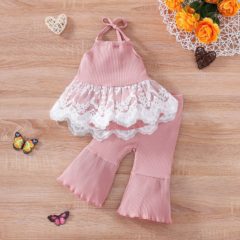 Conjunto Infantil Feminino Canelado e Renda