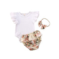 Conjunto Infantil Feminino Canelado Flores + Faixa