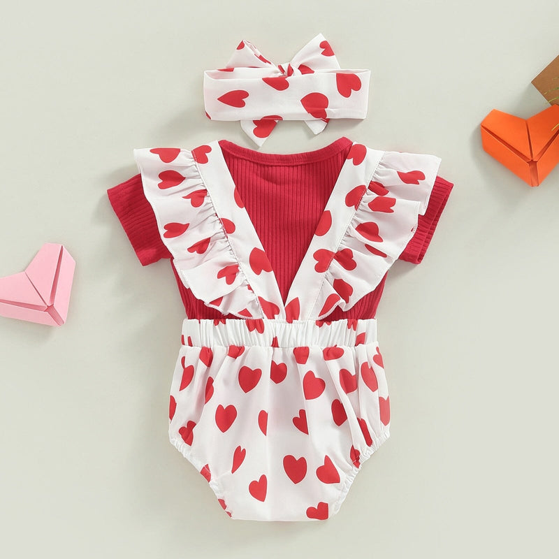 Conjunto Infantil Feminino Corações + Faixa