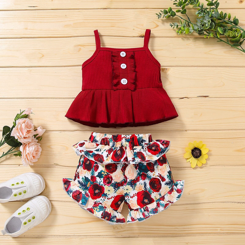 Conjunto Infantil Feminino Flores e Alcinha