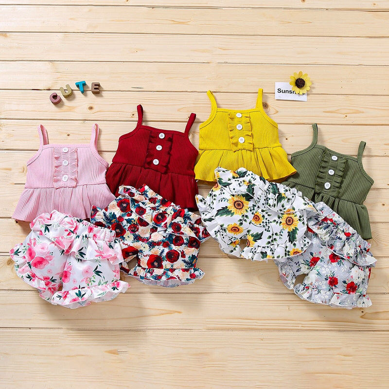 Conjunto Infantil Feminino Flores e Alcinha