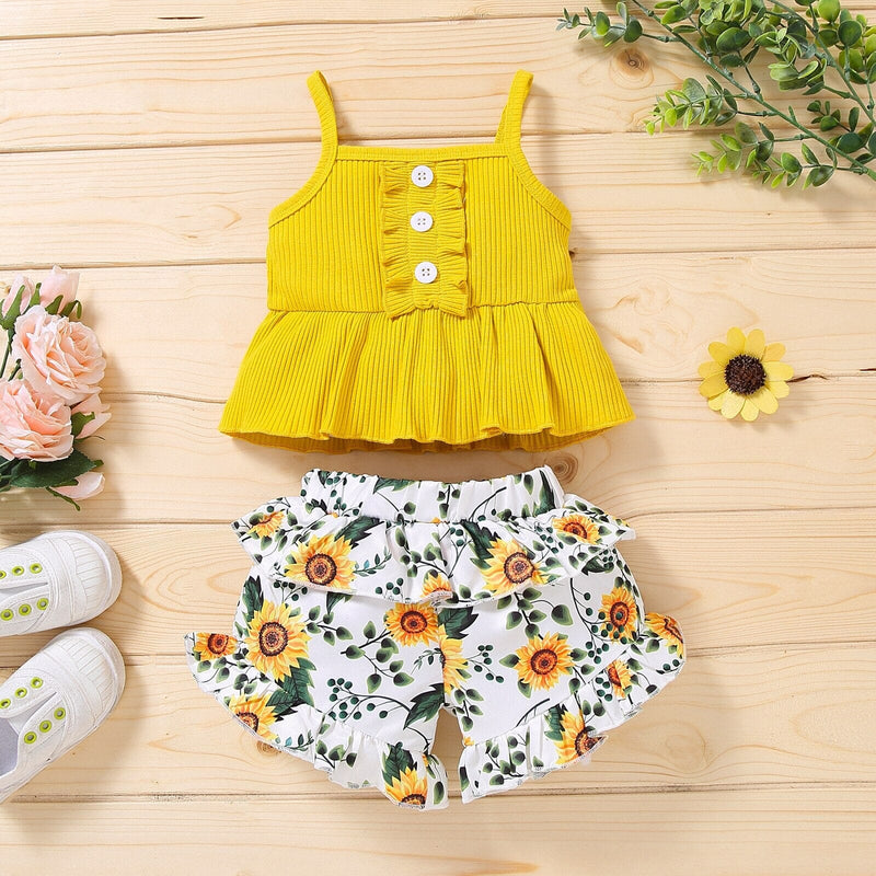 Conjunto Infantil Feminino Flores e Alcinha