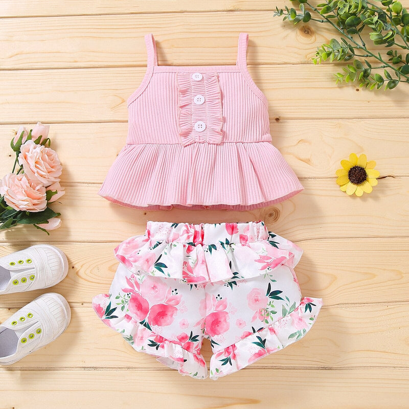 Conjunto Infantil Feminino Flores e Alcinha