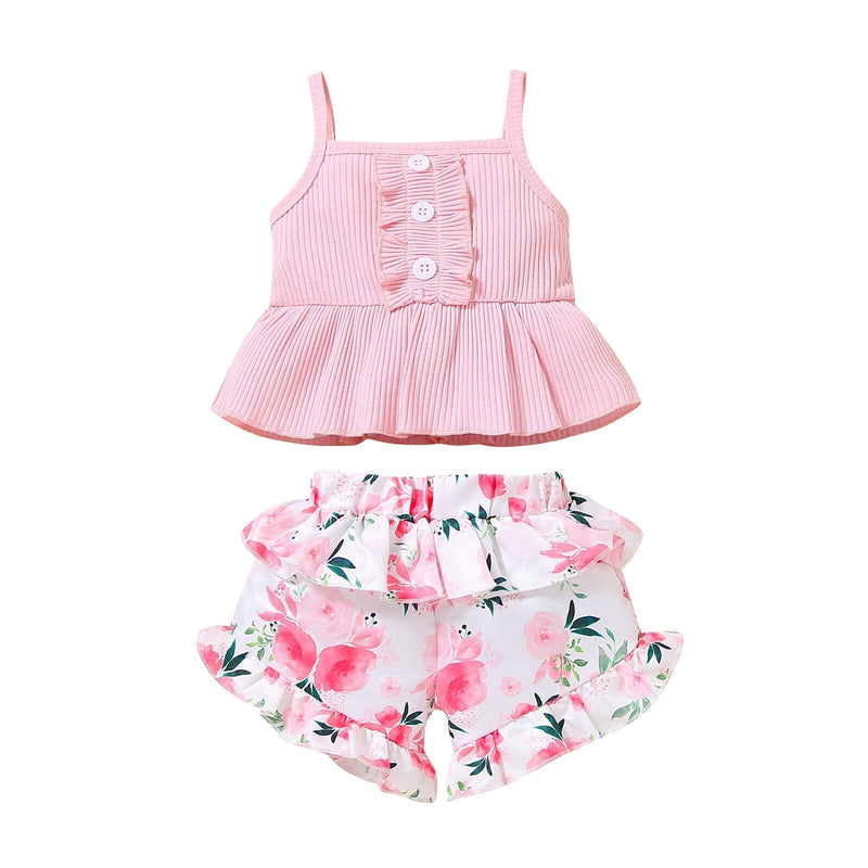 Conjunto Infantil Feminino Flores e Alcinha