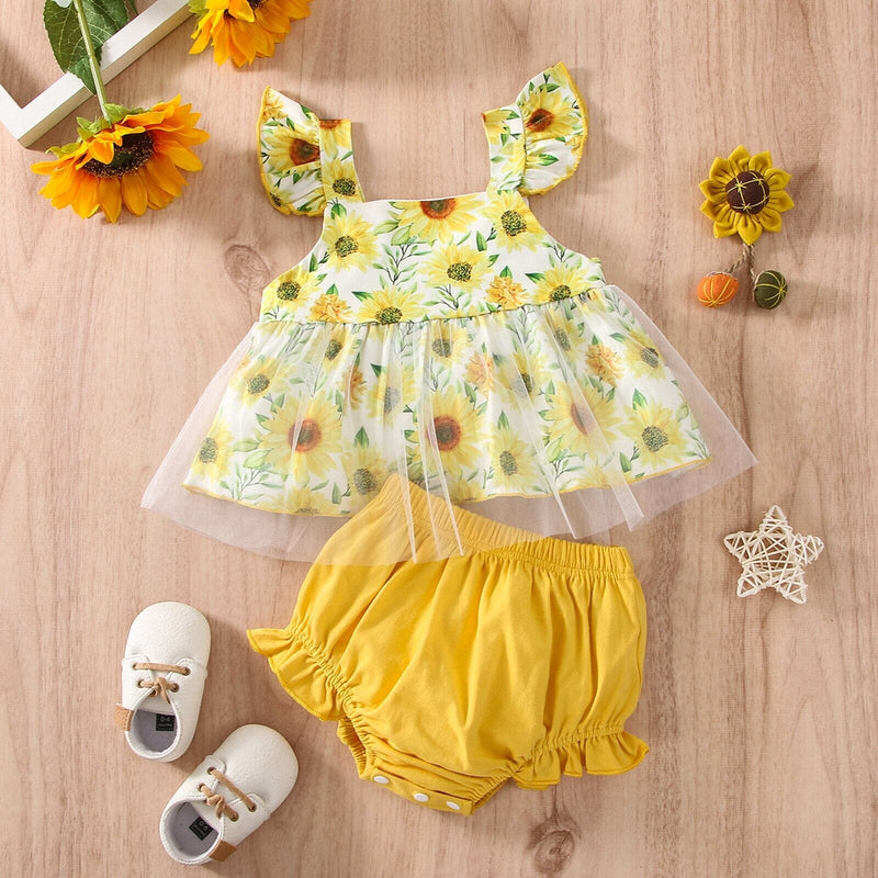 Conjunto Infantil Feminino Flores e Tule