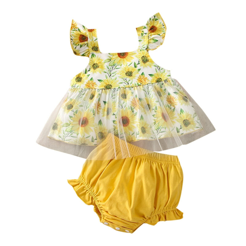 Conjunto Infantil Feminino Flores e Tule