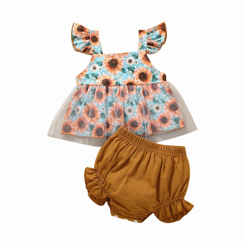 Conjunto Infantil Feminino Flores e Tule