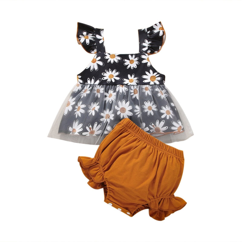 Conjunto Infantil Feminino Flores e Tule