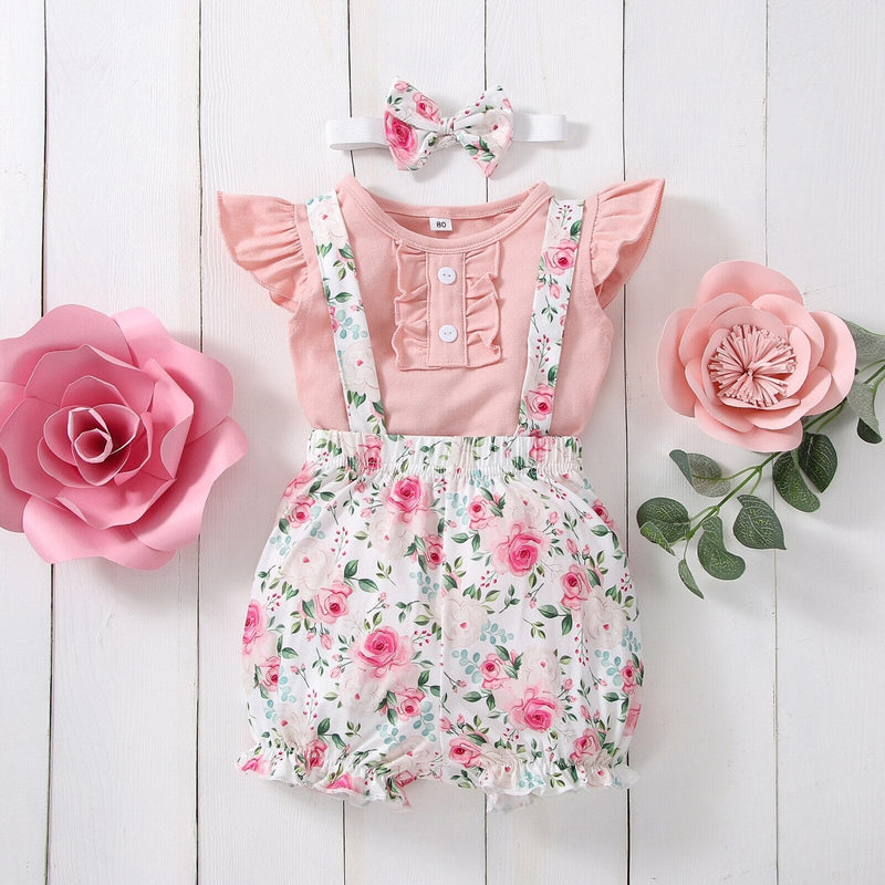 Conjunto Infantil Feminino Florido + Faixa