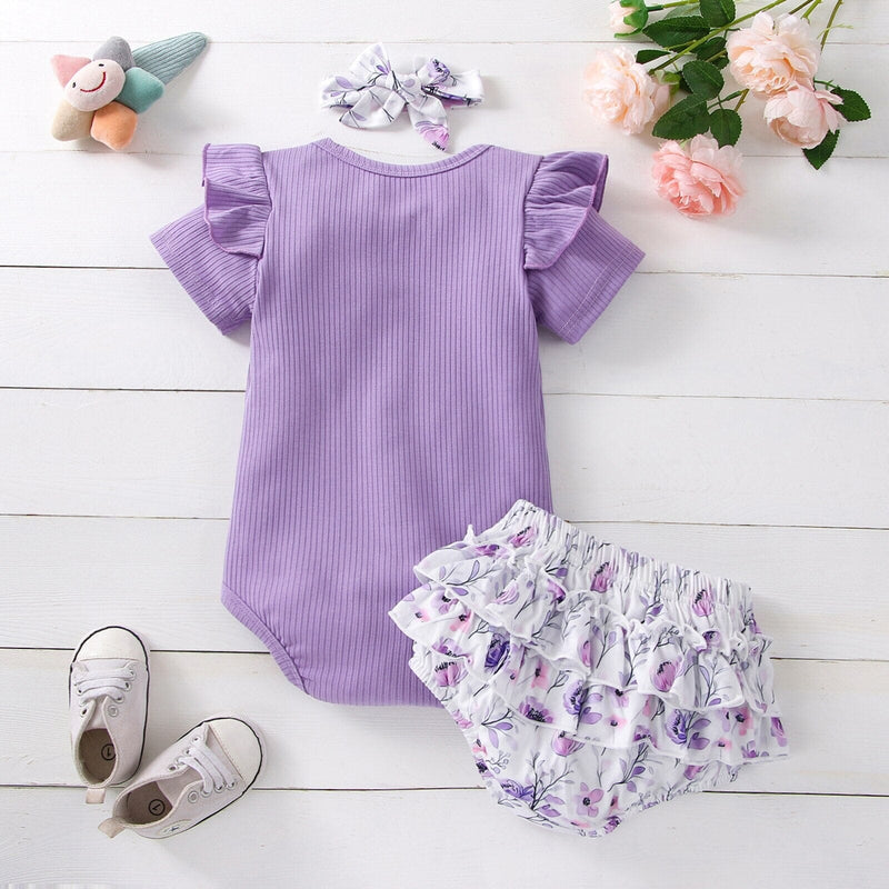 Conjunto Infantil Feminino Florido + Faixa