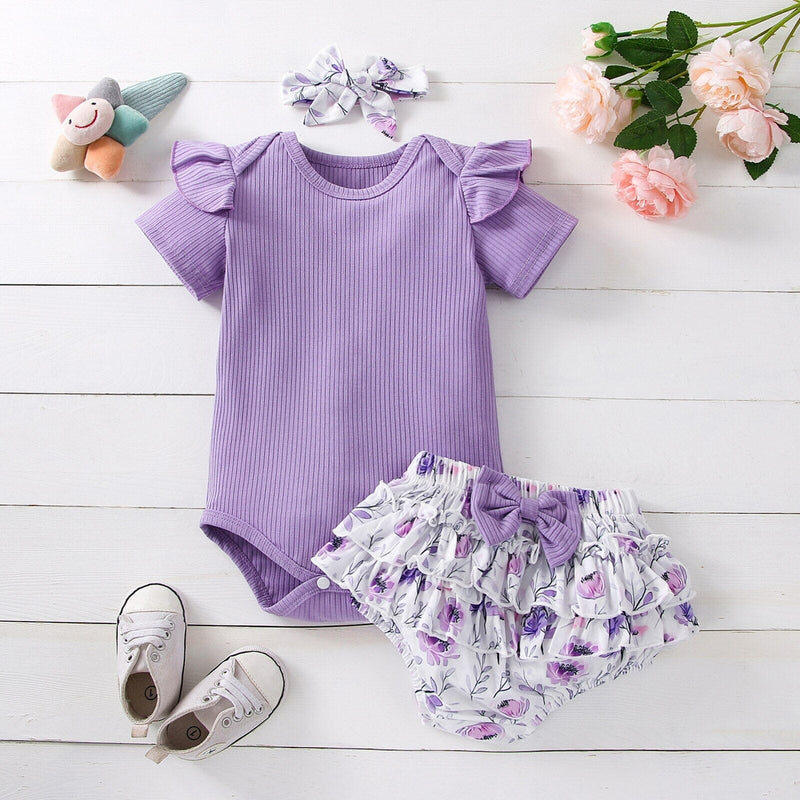 Conjunto Infantil Feminino Florido + Faixa