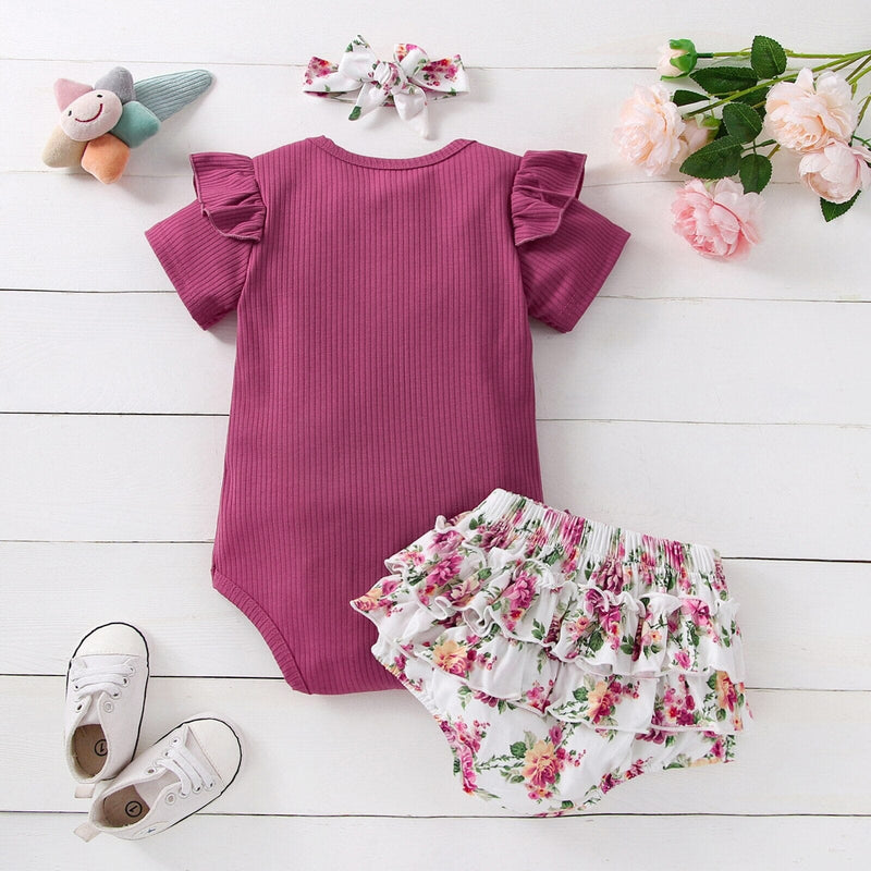 Conjunto Infantil Feminino Florido + Faixa