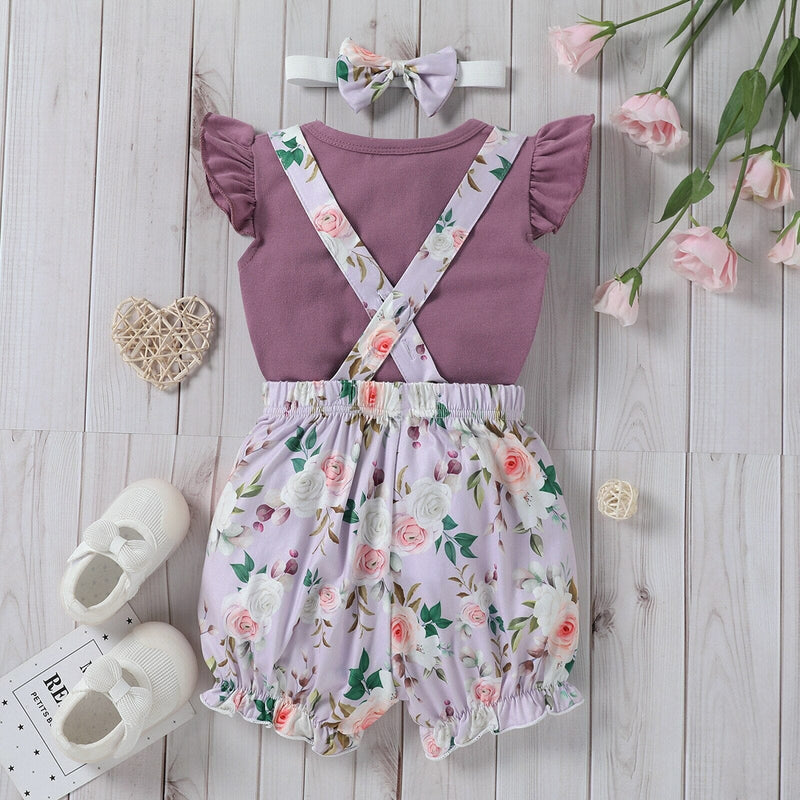 Conjunto Infantil Feminino Florido + Faixa